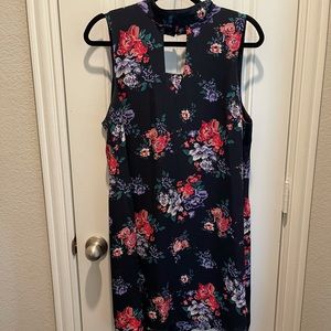 High neck floral print above the knee length